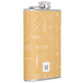 Geel Modern Geometrisch Patroon Aangepast Monogram Heupfles (Rechts)