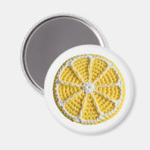 Geel Modern Minimal Fresh Crochet Lemon Slice Magneet (Voorkant / Achterkant)