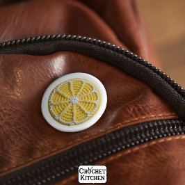 Geel Modern Minimal Fresh Crochet Lemon Slice Ronde Button 5,7 Cm
