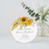 Geel modern zonnebloemen boeket bruids douche save the date (Staand voorkant)