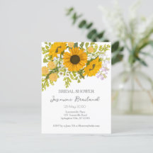 Geel modern zonnebloemen boeket bruidsdouche