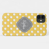 Geel monogram geelpoka Dot Pattern Gray Case-Mate iPhone Case (Achterkant (horizontaal))