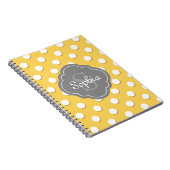 Geel monogram geelpoka Dot Pattern Gray Notitieboek (Rechterzijde)