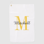 Geel monogram Initiaal en naam op maat Golfhanddoek (Voorkant)