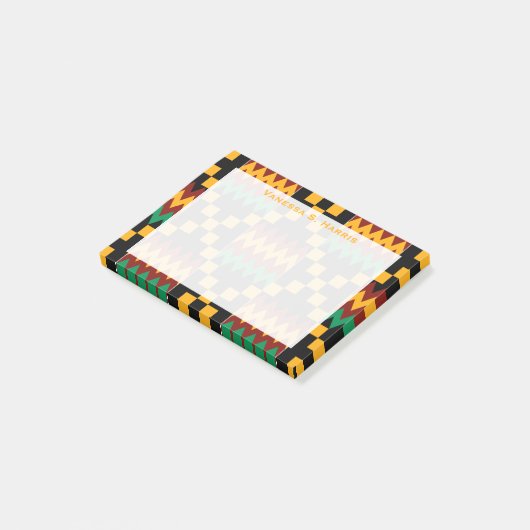 Geel Monogram Kwanzaa Zwart Rood Kente Doek Post-it® Notes (Schuin)