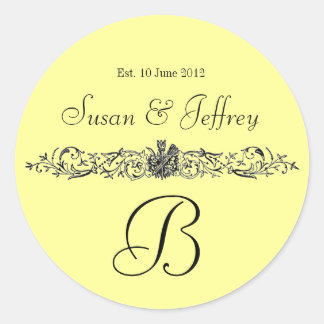 Geel Monogram Logo Namen Datum Bruiloft Label