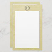 Geel monogram met schaarpoep briefpapier (Voorkant / Achterkant)