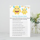 Geel monster-kinderrijmpjesquiz baby shower-spel (Staand voorkant)