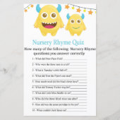 Geel monster-kinderrijmpjesquiz baby shower-spel (Voorkant)