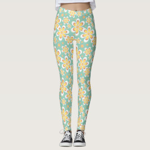 geel motief bloem leggings