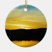 Geel Mt Lake Sunset Keramisch Ornament (Voorkant)