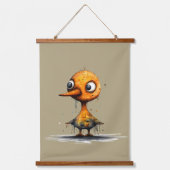 Geel Nat Abstract Angry Duck Hangend Wandkleed (Voorkant)