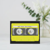 Geel Neon Cassettebandje Briefkaart (Staand voorkant)