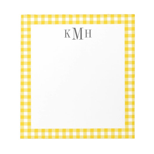 Geel Notitieblok Gingham Check Border Yellow (Voorkant)