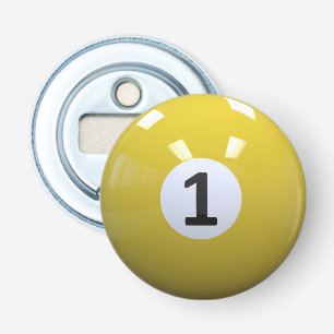 Geel Nr. 1 Biljart Pool Ball Button Flesopener