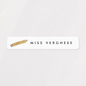Geel nr. 2 Potlood Leraren Gepersonaliseerde Naam Labels (Design 1)