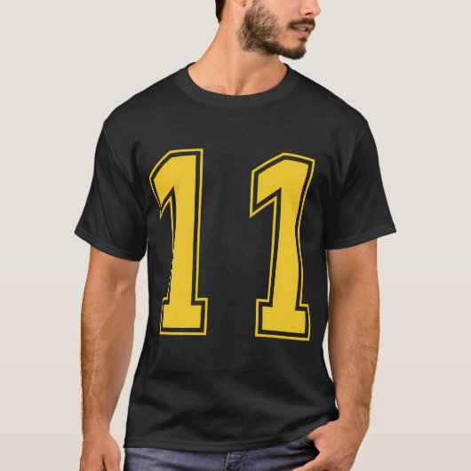 Geel Nummer 11 Team Junior Sport Genummerd Unifo T-shirt (Voorkant)