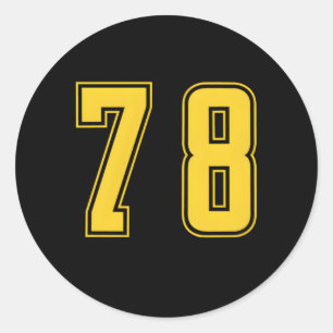 Geel Nummer 78 Team Junior Sport Genummerd Unifo Ronde Sticker