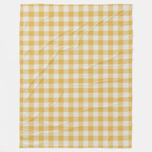 Geel Ochre Gingham Check Patroon Fleece Deken (Voorkant)