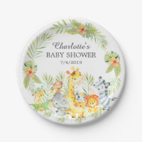 Geel Oerwoud Dieren Baby shower 7" Bord