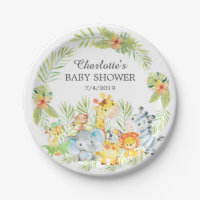Geel Oerwoud Dieren Baby shower 7-inch Bord