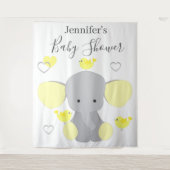 Geel Olifant Jongen Meisje Baby shower Achtergrond Wandkleed (Voorkant)