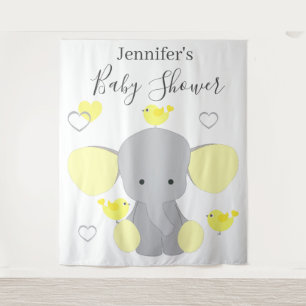 Geel Olifant Jongen Meisje Baby shower Achtergrond Wandkleed