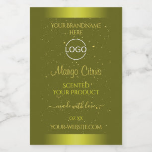 Geel Olijf Productlabel Goud Glitters met Logo Voedselcontainer Etiket