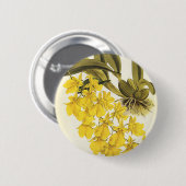 Geel Oncidium Orchid, Tropische Bloemen Ronde Button 5,7 Cm (Voorkant /achterkant)