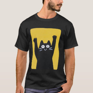 Geel ontwerp met een kat erop Kat zwart T-shirt