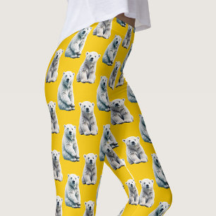 Geel ontwerp met ijsbeerpatroon leggings