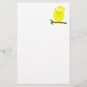 Geel ontwerp van de nacht uil briefpapier