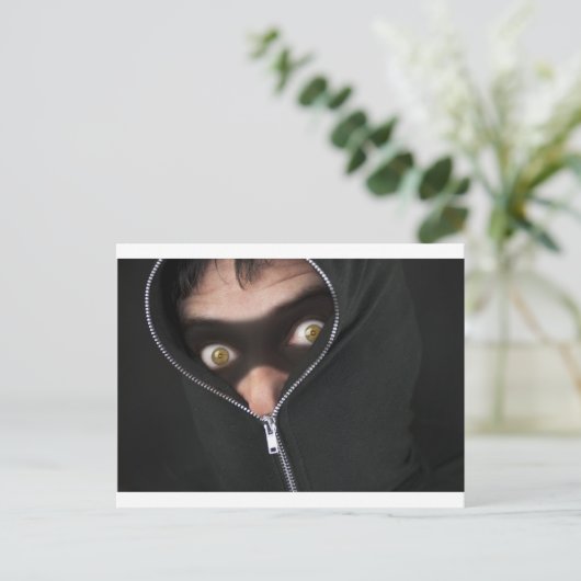 Geel-oogige bandit briefkaart (Staand voorkant)