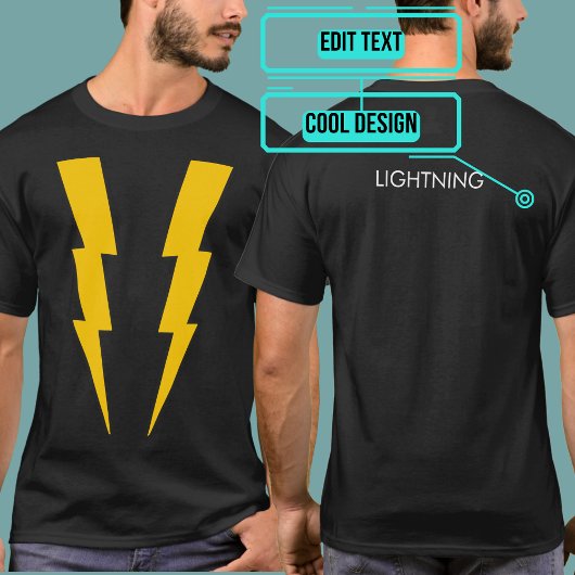 Geel op Black Lightning Superhero T-shirt