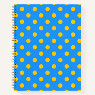 Geel Op Blauwe Stippen Patroonontwerp Notitieboek