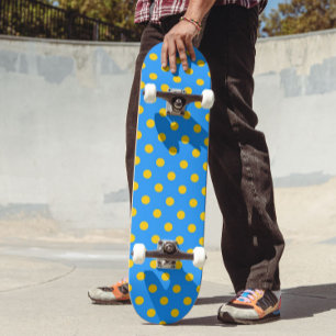 Geel Op Blauwe Stippen Patroonontwerp Skateboard