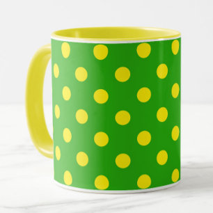 Geel Op Groen Stippen Patroon Ontwerp Mok