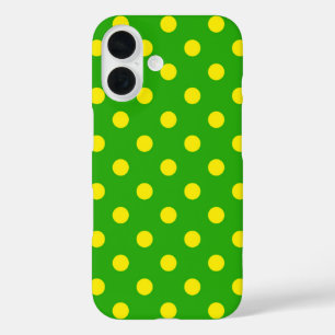 Geel op groene polka stippen patroonontwerp  iPhone 16 hoesje