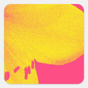 geel op roze amaryllis closeup vierkante sticker