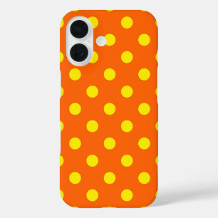 Geel op Sinaasappel Polka Dots Patroonontwerp iPhone 16 Hoesje