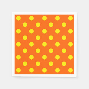 Geel op Sinaasappel Polka Dots Patroonontwerp Servet