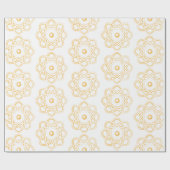 Geel op Witte Atom Symbolen Cadeaupapier (Vlak)