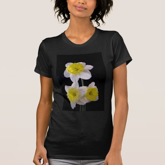 Geel op witte narcis t-shirt (Voorkant)