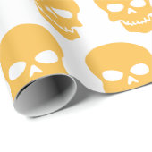 Geel op witte schedels cadeaupapier (Rol Hoek)