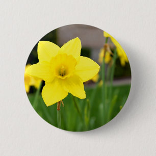 Geel opgeruimd ronde button 5,7 cm