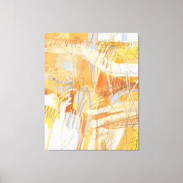 Geel Oranje Abstract expressionistisch schilderen Canvas Afdruk