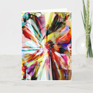 Geel Oranje Aqua White Abstract Ribbon Flower Kaart