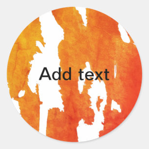 Geel oranje aquarel voeg tekst abstracte schilderi ronde sticker