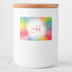 Geel Oranje Blauw Groen Roze Rood Paars Monogram Voedselcontainer Etiket