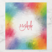 Geel Oranje Blauw Groen Roze Rood Paars Monogram Wijn Etiket (Enkel label)